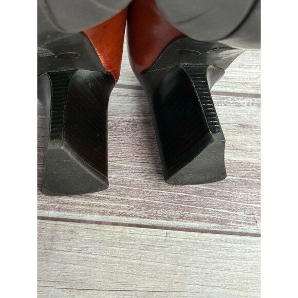 Vintage 90s Enzo Angiolini Women Brown Leather Square Toe Heel Pumps Y2K 9.5M - Picture 14 of 16